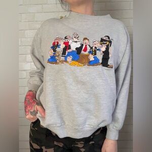 VINTAGE Popeye Embroidered Crewneck Sweatshirt